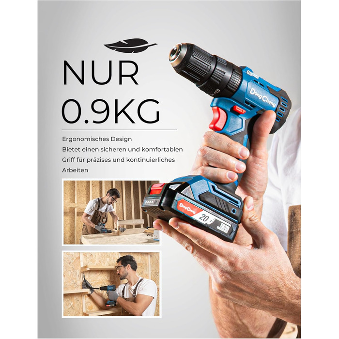 Акумуляторний ударний дриль-шуруповерт DongCheng 18V 50Nm, безщітковий, комплект 19 шт.