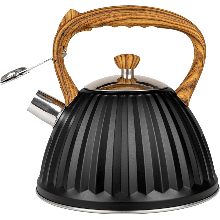 Чайник для води Karl Hausmann Induktion 3L, чорний, з автоматичним свистком, нержавіюча сталь, для всіх типів плит