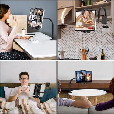 Настільний тримач для планшета та iPad з гнучким металевим кріпленням-лебедем, поворотний стенд 360° для всіх планшетів від 4.7 до 13.5 дюймів