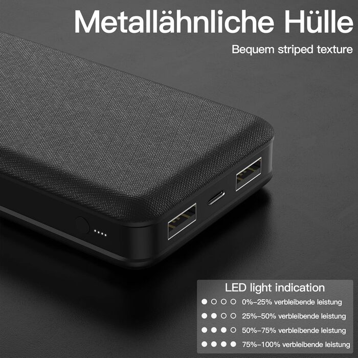 Powerbank CoolReall 20000 mAh: портативний зарядний пристрій з USB-C (вхід/вихід) та 2 USB, чорний