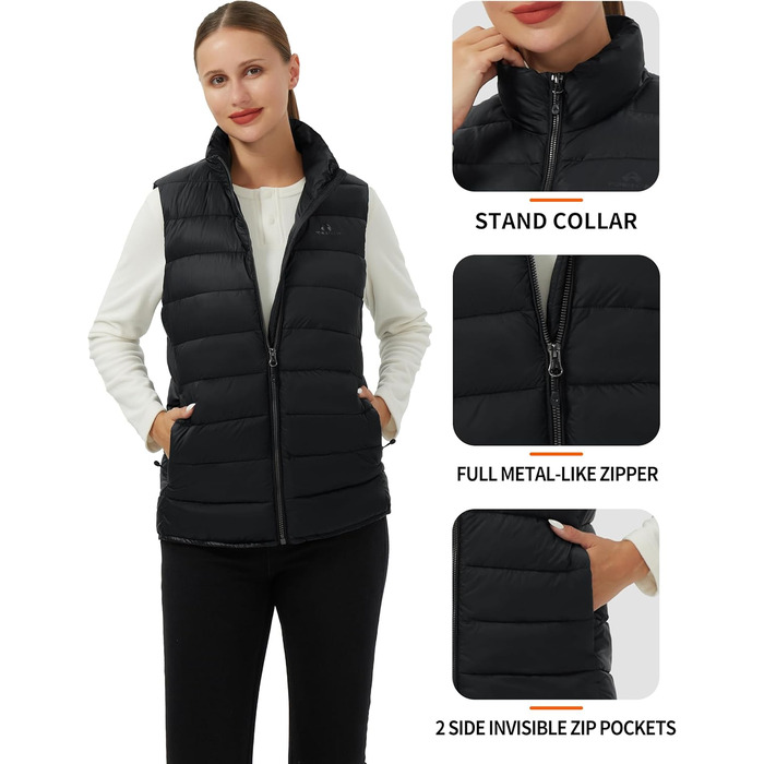 Жіноча степкова жилетка Pioneer Camp - тепла зимова жилетка без рукавів з блискавкою та кишенями, чорна, розмір S