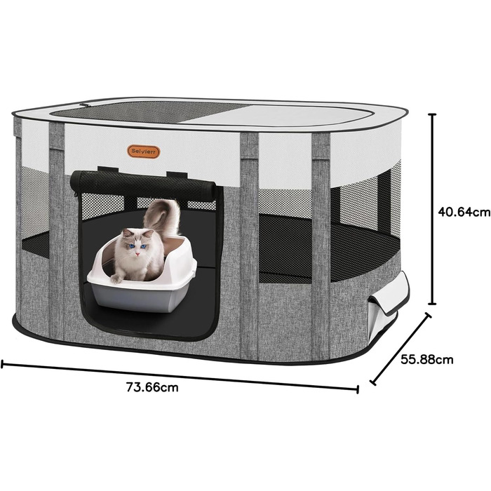 Клітка-манеж для тварин, розкладний загон для кошенят та цуценят, клітка для собак, манеж для цуценят для дому, переносна клітка з сумкою, намет, для відпочинку на природі, кемпінг, розмір L (СІРИЙ, розмір S:)