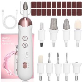 Електрична нагрівалка для нігтів, манікюрний набір 9 в 1, професійна, портативна, до 15 000 об/хв, для гелевих нігтів рук та ніг
