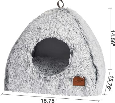 Cat Bed Washable Cat Sleeping Place for Cats Cat Cave Plush Pet Cat Head Pillow Cat House Cat Cushion Fluffy Kitten Puppy Snuggle Bed Pet Bed White (Gray, medium)