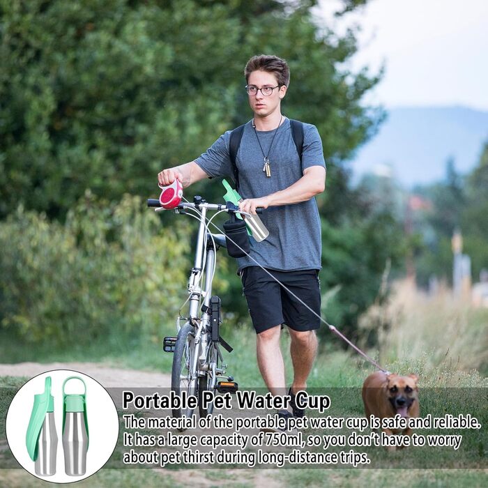 Вода для собак Taozoey 750мл: пляшка-поїльник з мискою, антибактеріальна, витокозахисна, для подорожей та прогулянок