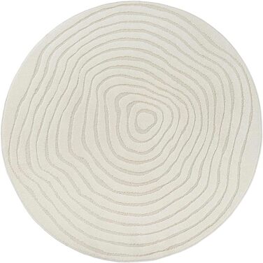 Килим Everest - сучасний килим з коротким ворсом для вітальні та спальні з ефектом висоти-низькості, 3D ефект, висока щільність ворсу та приємно м'який, абстрактний дизайн, кремовий колір (діаметр 160 см, кремовий-14)