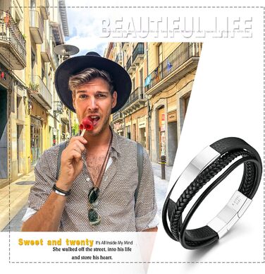 Чоловічий шкіряний браслет JewelryWe, ручної роботи, плетіння з кількох рядів, зі сталевим магнітним застібкою, регульований, для чоловіків та жінок