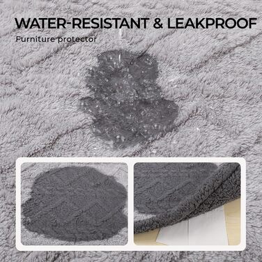 Водонепроникний коврик для собак Luciphia, миючий, для собак, котів, цуценят, м'який флісовий коврик з Sherpa, середнього та великого розміру для ліжка, дивана, софи, (102 * 145cm) (145 * 165cm), сірий в клітинку