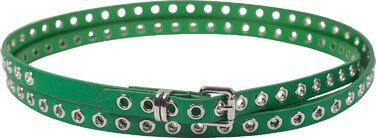 Жіночий пояс-перетягувач з прорізними заклепками та срібною застібкою, ширина 1,5 см (зелений)