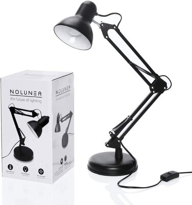 Ретро настільна лампа для робочого столу з гнучким регулюванням, LED, чорна
