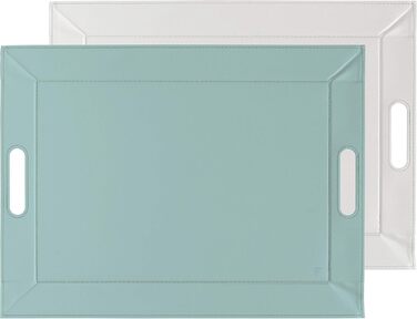 Freeform DUO Tablet 55 x 41 cm | Mint/Gray | 2-in-1 Serving Tray and Table Setting | Heat-resistant swivel table up to 90°C | Rectangular faux leather tray | with handles for carrying
