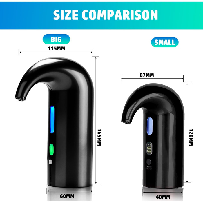 Electric Wine Aerator Pourer, Portable One-Touch Wine Decanter and Wine Dispenser Pump for Red and White Wine Multi-Smart Automatic Wine Oxidation Dispenser, USB Rechargeable (Black Ea02)