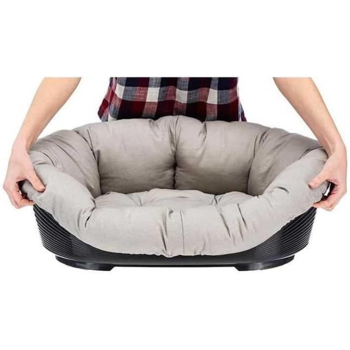 Крісло-ліжко для собак та котів Ferplast - сіре, 73 x 55 x 27 см, з м'яким лежаком