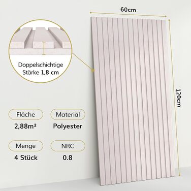 Акустичні панелі TONOR самоклеючі для шумоізоляції, звукопоглинаючі панелі для стін у студію, офіс та дім, 120x60x1.9 см, колір верблюжий (набір 8 шт)