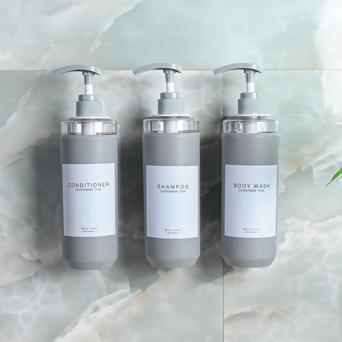 Набір дозаторів для душу GOYISEE, 3 шт. сірого кольору для мила та шампуню, аксесуари для ванної кімнати
