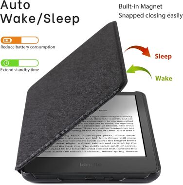 Чохол для Kindle 11 (2024/2022) CoBak, чорний. Автоматичне вимкнення/увімкнення, Smart Cover. Не підходить для Kindle Paperwhite