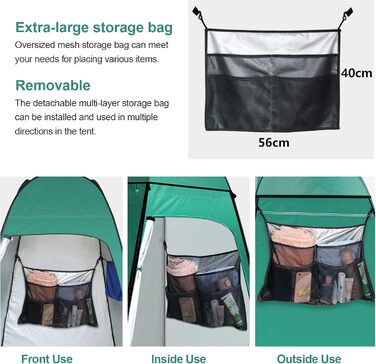 Pop Up Camping Toilet Tent with Shower - Portable Privacy Shelter for Outdoor Use - Green