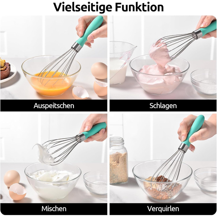 Міксер кухонний U-Taste зі сталі 18/10, 30 см, 12 гнучких дротів, силіконовий грибок