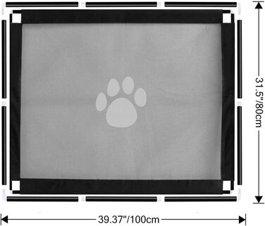 Захист для собак: бар'єр для дверей, сітка на сходи, перегородка без свердління, чорний (100x80 см)