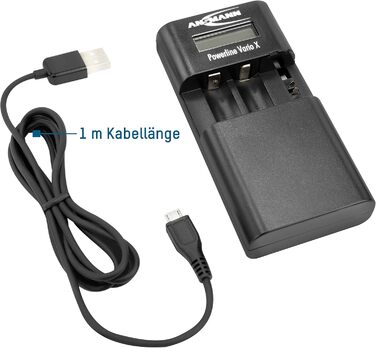 Зарядний пристрій Powerline 8 для акумуляторів AA/AAA з LED-дисплеєм, функцією визначення несправних акумуляторів та захистом від перезарядки (Powerline Vario)