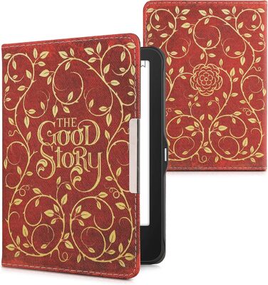 Чохол-книжка kwmobile для Tolino Vision 1/2/3/4 HD - Чохол для eReader з малюнком метеликів, рожевий, білий, жовтий, оранжевий, червоний