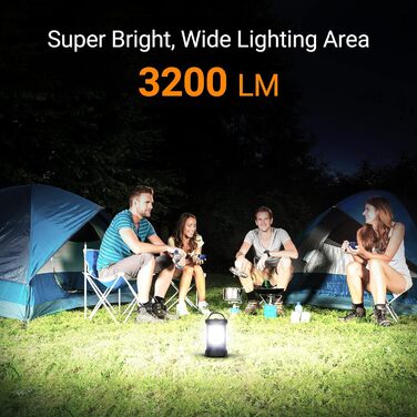 Camping Lantern, 3200LM Bright Camping Lights, 4600mAh Power Bank & Rechargeable LED Lantern, Dimmable Searchlight with 5 Light Modes Flashlight, Emergency Light for Power Outages (Navy blue)