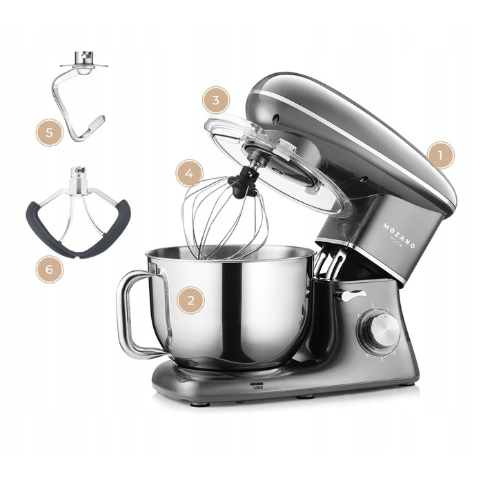 Кухонний комбайн Mozano Kitchen Machine 3200, 2000 Вт, сріблястий