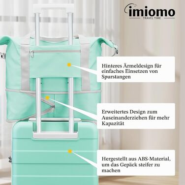 Набір валіз imiomo з твердим корпусом, 5 предметів: 3 валізи на 4 колесах з TSA-замком, косметичка та дорожня сумка (Зелений)