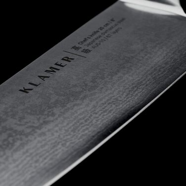 Ніж Сантоку преміум-класу Klamer з дамаської сталі, 18 см | Набір кухонних ножів 3 шт.