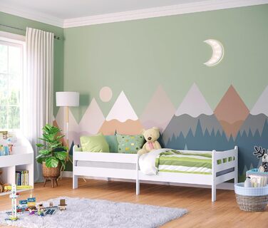 Bellabino Kinderbett Kuru 90x200, Single bed for children incl. fall guard and slatted frame, white children's bed, bed for boys and girls without drawers White