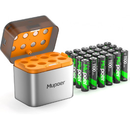 Акумулятори AAA та AA перезаряджувані 16 шт. з зарядним пристроєм, NiMH 1.2V 1100mAh, сумісні з Gigaset, іграшками, раціями, камерами