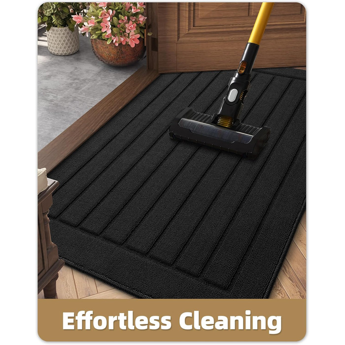 Килимок для дому COLOR&GEOMETRY 44x76 см – чорний, машинного прання, протиковзкий, вбираючий, мінімалістичний дизайн для входу, порогу та коридору