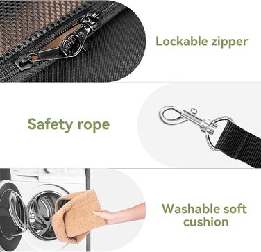 Транспортна переноска для кота та маленького собаки Petsfit, чорна, середнього розміру, з м'яким килимком та патентованими застібками