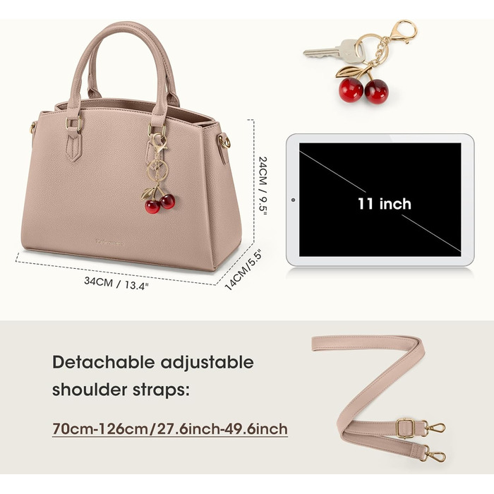 Сумка жіноча RAINSMORE середнього розміру з PU шкіри, хакі. Для планшета 11