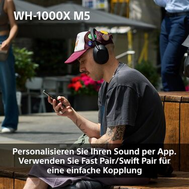 Навушники Sony WH-1000XM5 з шумозаглушенням, Bluetooth, чорні - преміум якість, Hi-Res Audio, до 30 год роботи, з кейсом