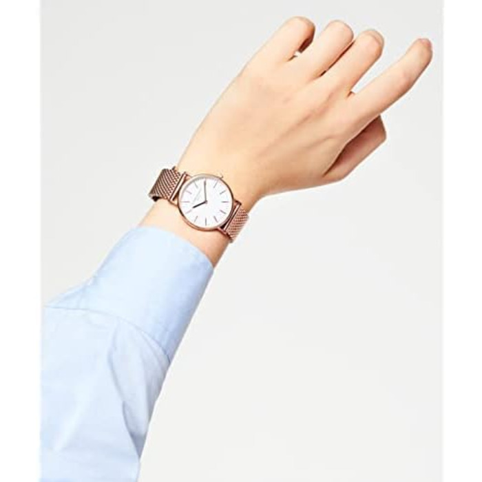 Годинник жіночий LIEBESKIND BERLIN – круглий кварцовий годинник 34 мм – сітчасте браслет – водостійкий 5 ATM – сучасний та елегантний – у різних кольорах (рожеве золото / білий)