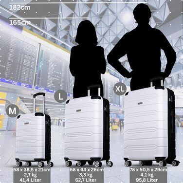 Набір валіз NOWI Rhodos – 3 шт. з ABS, з кодовим замком, 360° обертання, рожевий. Розміри M, L, XL