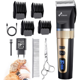 Машинка для стрижки собак Gimars 3-в-1: потужна, тиха, для густого хутра. Комплект з ножицями, акумуляторна, 7000 об/хв. Ідеально для собак та котів.