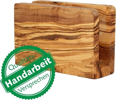 High-quality napkin holder made of sustainable olive wood from NATUREHOME – Exclusive, durable, and eco-friendly napkin dispenser wood standing 16 x 10 x 5 cm