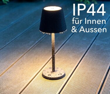 Настільний світильник акумуляторний ChiliTec 30 см LED з димером, USB зарядка, IP44, тепле світло, сенсорний вимикач (Чорний)