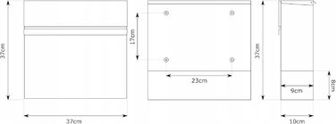 Поштова скринька настінна Anthrazit RAL 7016, велика (XXL) з можливістю гравіювання адреси та відділенням для газет