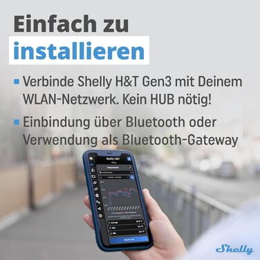 Shelly H&T Gen3 Ivory | Wi-Fi Smart Temperature and Humidity Sensor | Remote Control | Smart Scenes | Notifications | Data Logging | No Hub Required | Alexa & Google Home