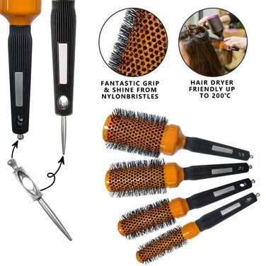 Набір для укладки волосся Haar: Кругла щітка для волосся з нейлоновим та кабановим щетиною, керамічна, антистатична, для салонного використання