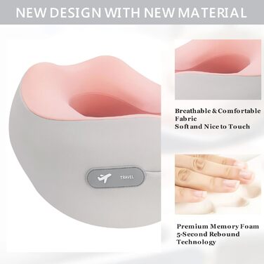 Подушка для шиї Rose з Memory Foam: зручна підтримка голови та шиї для подорожей (літак, авто, поїзд, офіс)