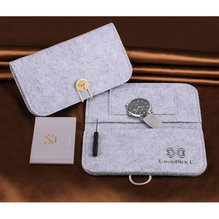 Годинник на зап'ясті Unendlich для чоловіків: ультратонкий, водонепроникний, кварцовий, з мінімалістичним цифровим дисплеєм, з цифровим календарем, для бізнесу та повсякденного носіння, корпус та браслет з нержавіючої сталі (чорний+сріблястий)