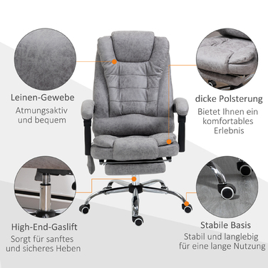 Vinsetto Office Chair with Massage Function, Ergonomic Desk Chair with Recline and Heat Function, Remote Control, Gray