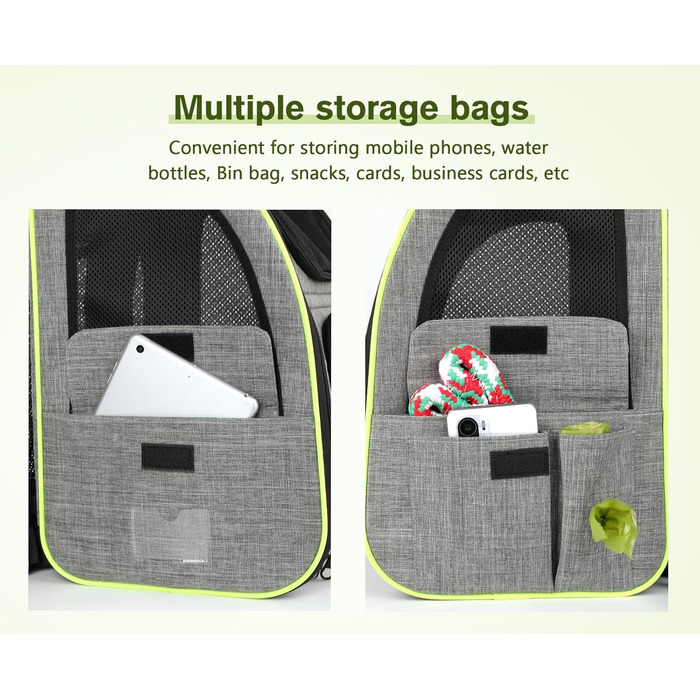 Рюкзак для тварин Pecute з сіткою, розширюваний, для котів та собак, з верхнім віконцем-шторкою, дихаючий, водонепроникний, ідеальний для подорожей, сірий (L)