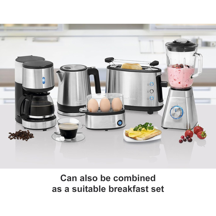 Електричний чайник ProfiCook PC WK 1290, 1.5 л, 2200 Вт, нержавіюча сталь, чорний, з подвійними стінками, збірна база з обмоткою кабелю