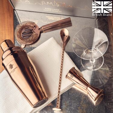 Набір для приготування коктейлів Chelsea Roségold – повний комплект для бармена: шейкер, мадлер, сито, мірний стакан, виливач, ложка, сумка та рецепти. З подарунковою коробкою