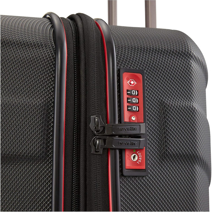 Чемодан Travelite Vector 77 см, L, з TSA замком, 103 л, чорно-червоний